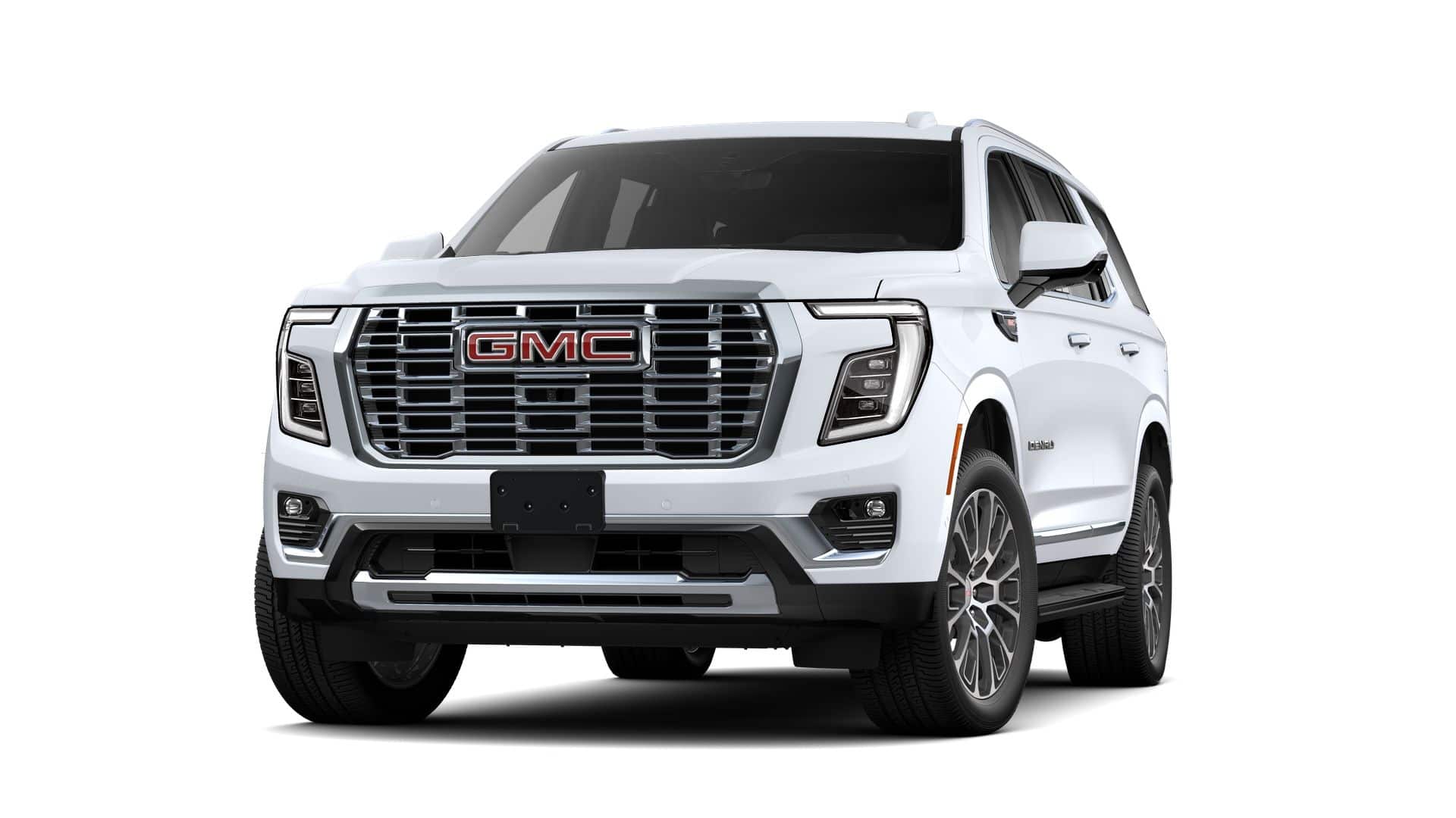 2026 GMC Yukon Denali in Glacier White Tricoat — front three-quarter view