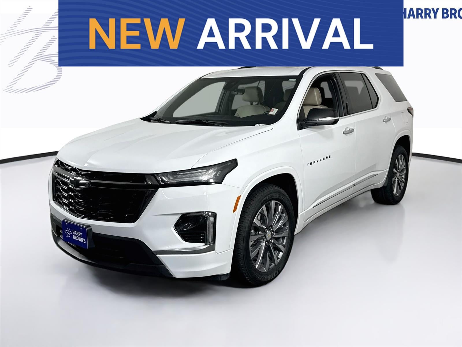 2023 Chevrolet Traverse Premier in Summit White — front three-quarter view