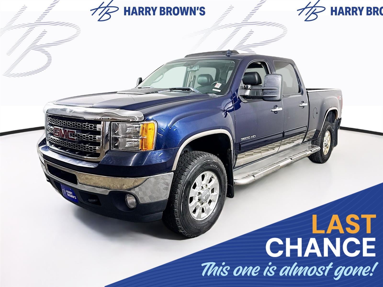 2012 GMC Sierra 3500 HD SLT in Midnight Blue Metallic — front three-quarter view