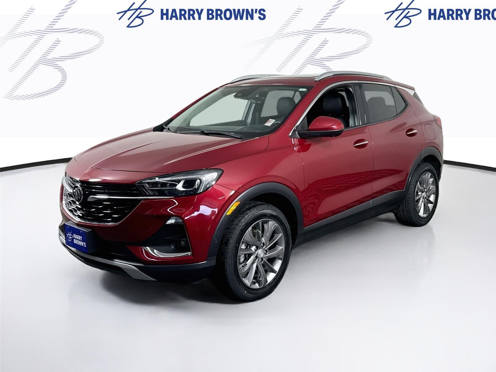 2021 Buick Encore GX Essence in Chili Red Metallic — front three-quarter view